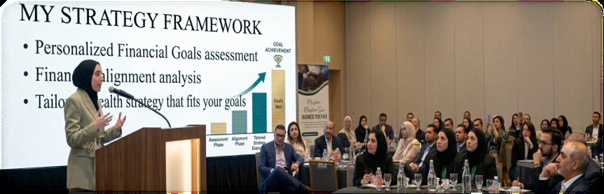 Najwa El-Farkh speaking with a client